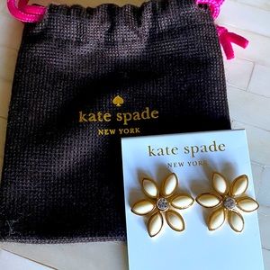 Kate spade ivory enamel and gold floral earrings